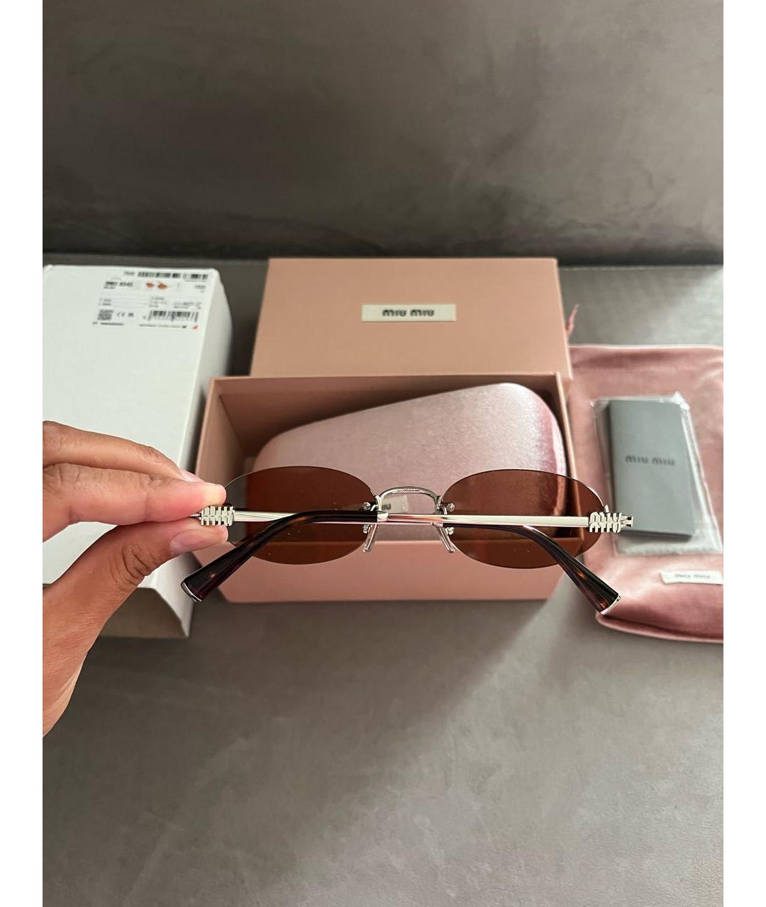 MIU MIU Коричневые металлические солнцезащитные очки, фото 5