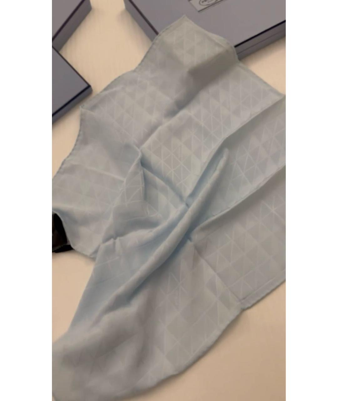 PRADA Голубой шелковый платок, фото 2