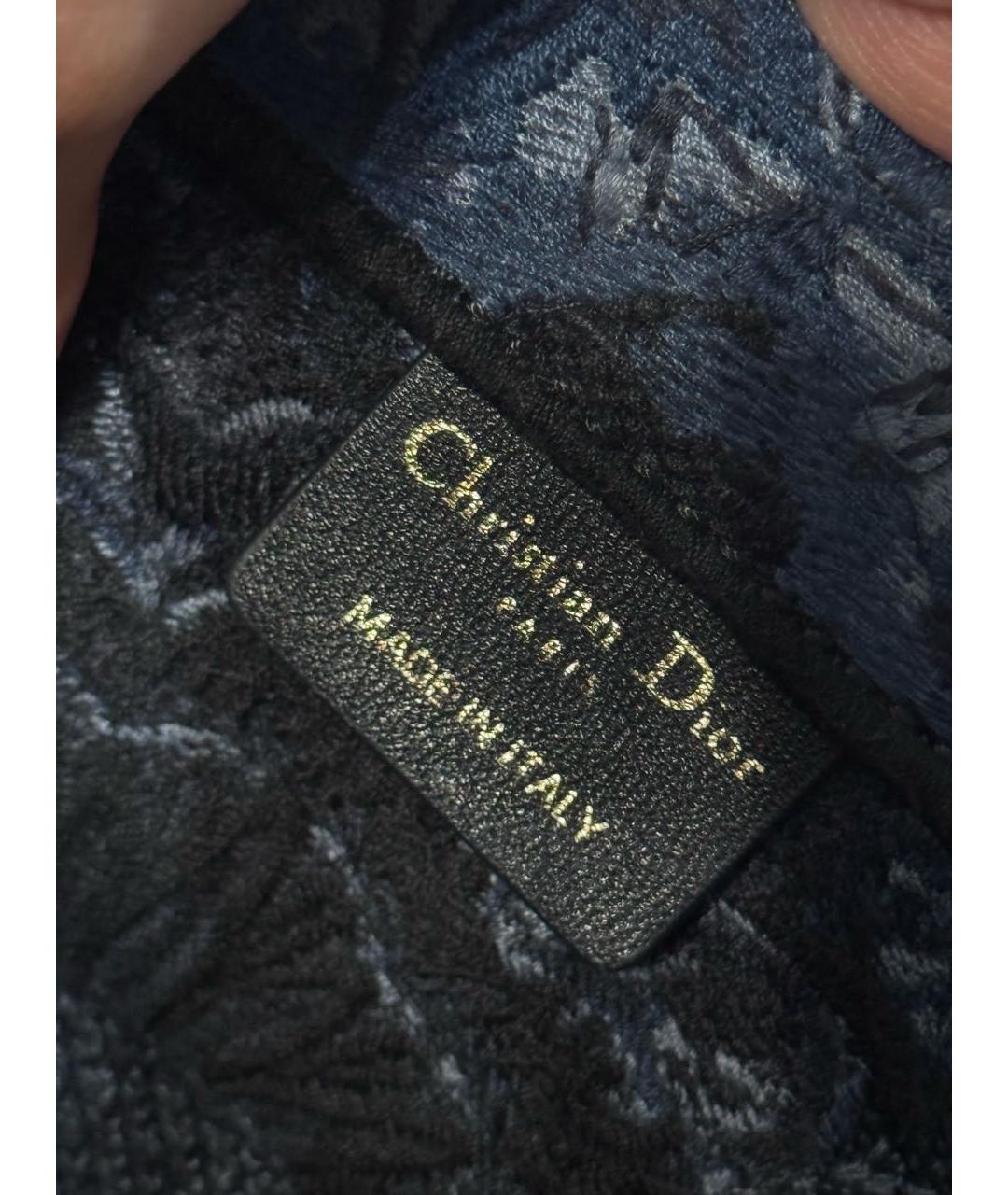 CHRISTIAN DIOR Темно-синяя жаккардовая сумка с короткими ручками, фото 4