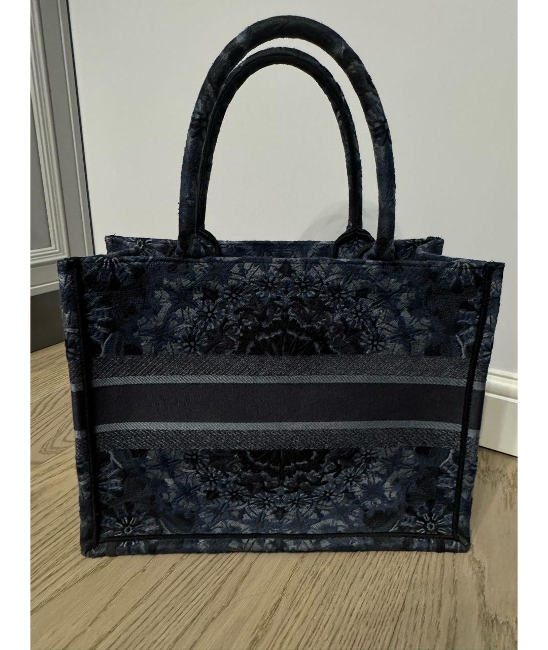 CHRISTIAN DIOR Темно-синяя жаккардовая сумка с короткими ручками, фото 3