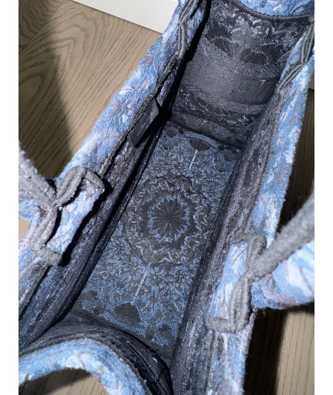 CHRISTIAN DIOR Темно-синяя жаккардовая сумка с короткими ручками, фото 6