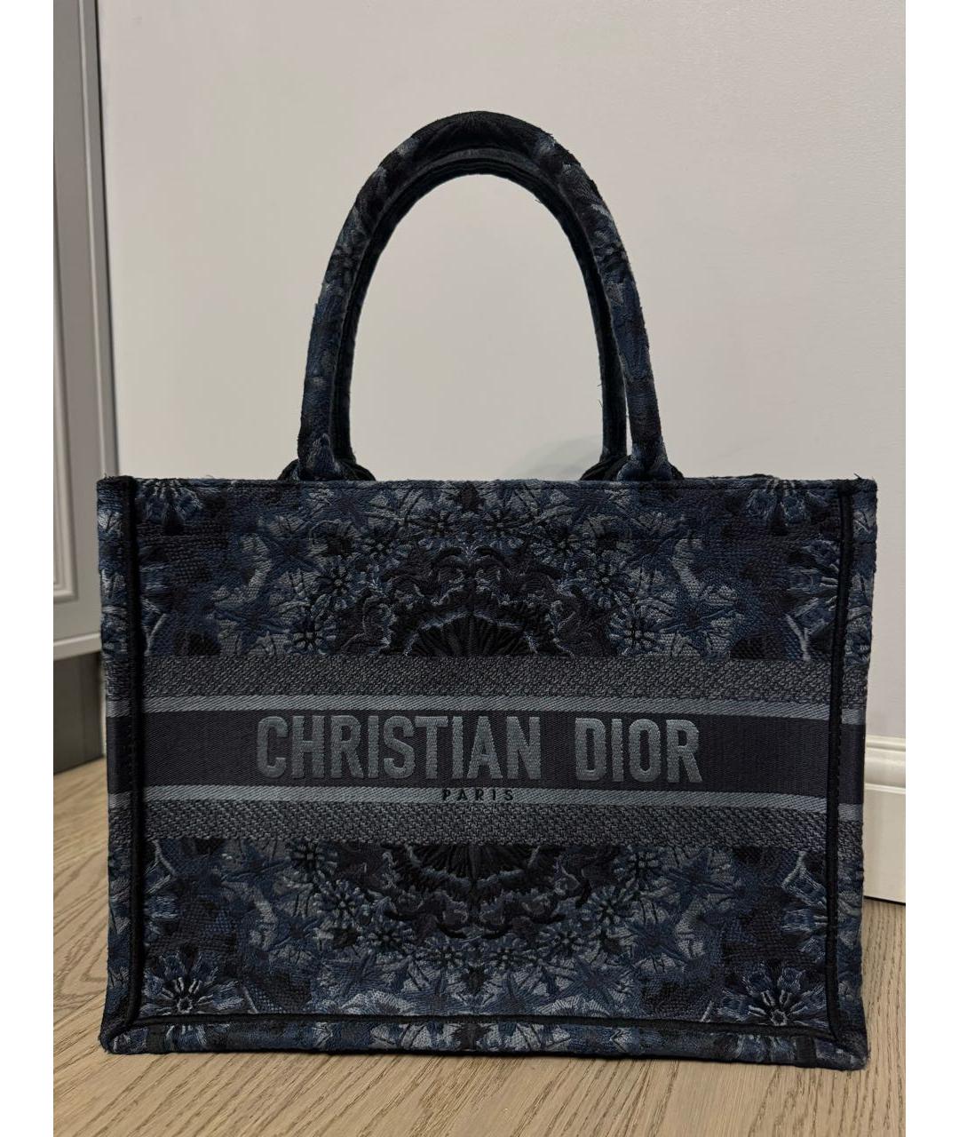 CHRISTIAN DIOR Темно-синяя жаккардовая сумка с короткими ручками, фото 8