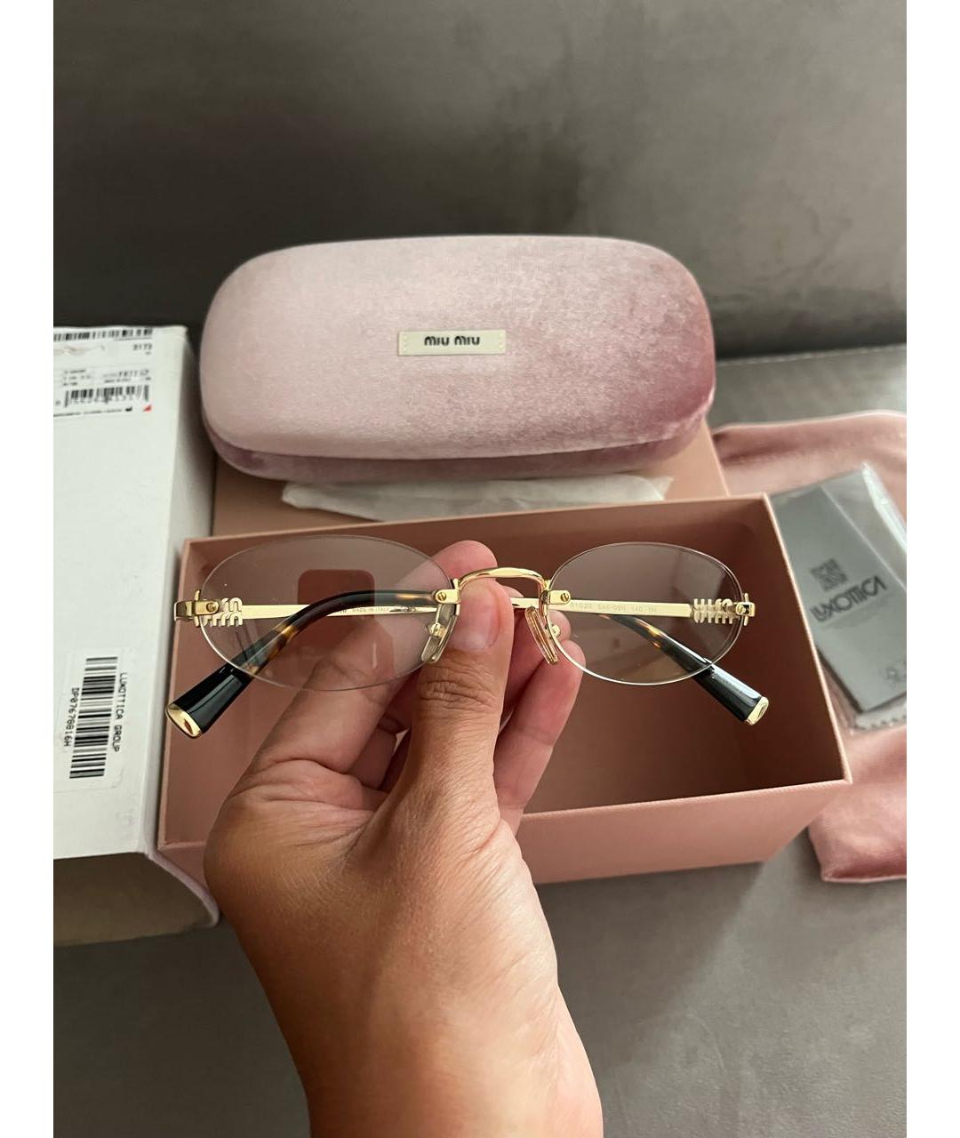 MIU MIU Золотые металлические солнцезащитные очки, фото 2