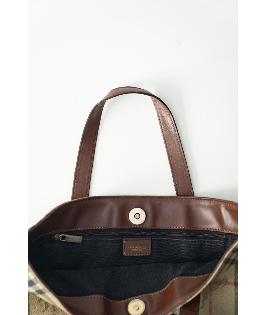 BURBERRY Бежевая синтетическая сумка тоут, фото 6