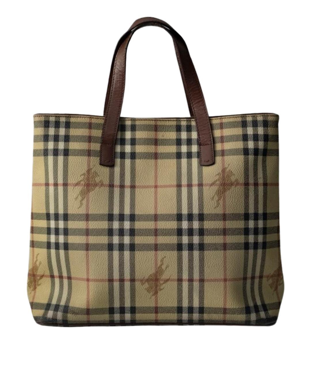 BURBERRY Бежевая синтетическая сумка тоут, фото 1