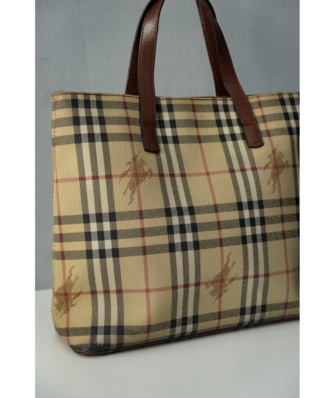 BURBERRY Бежевая синтетическая сумка тоут, фото 2