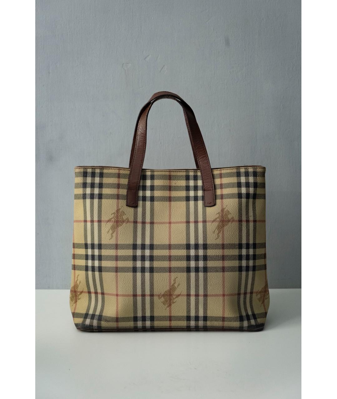 BURBERRY Бежевая синтетическая сумка тоут, фото 9