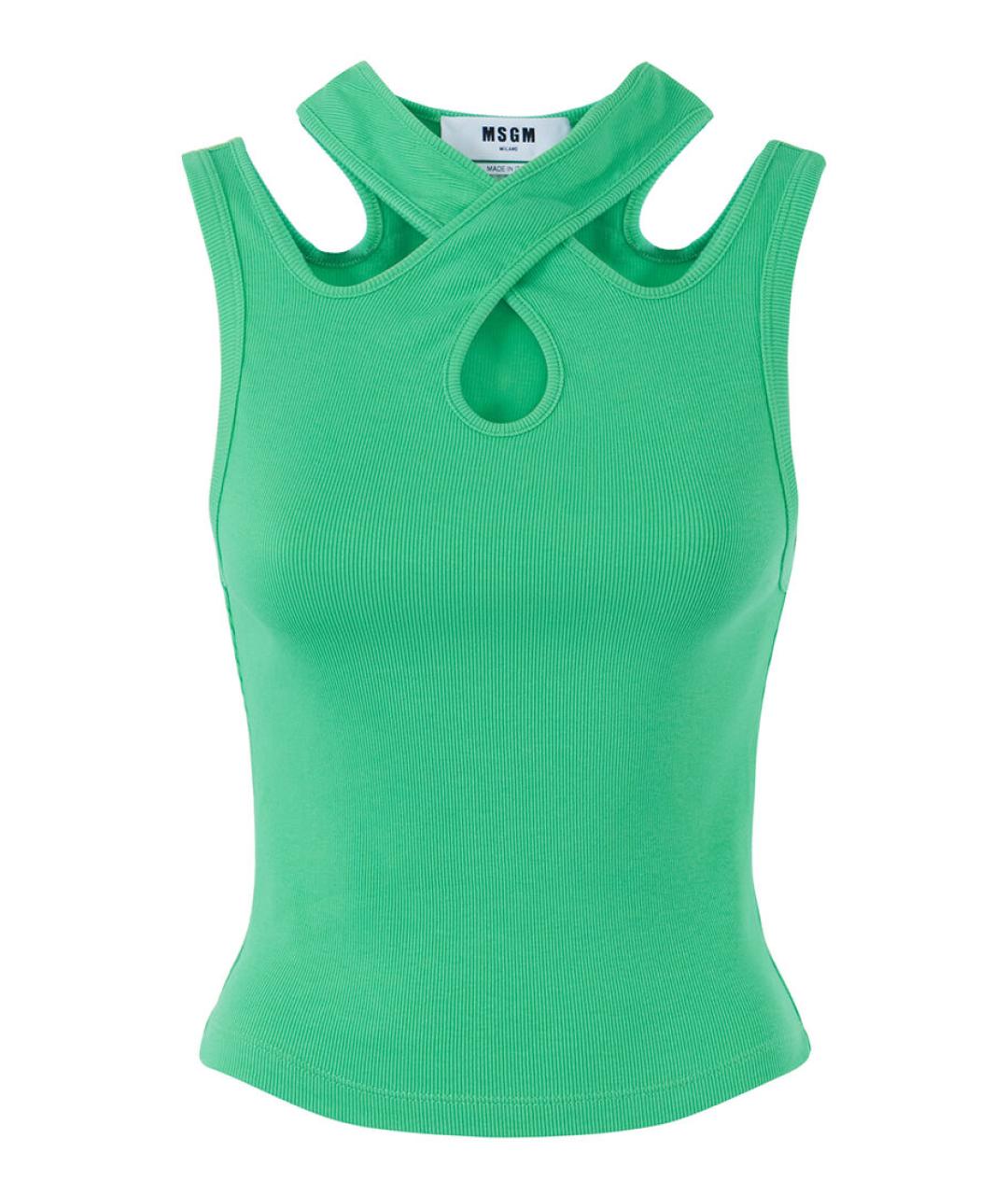 MSGM Зеленая хлопковая майка, фото 1