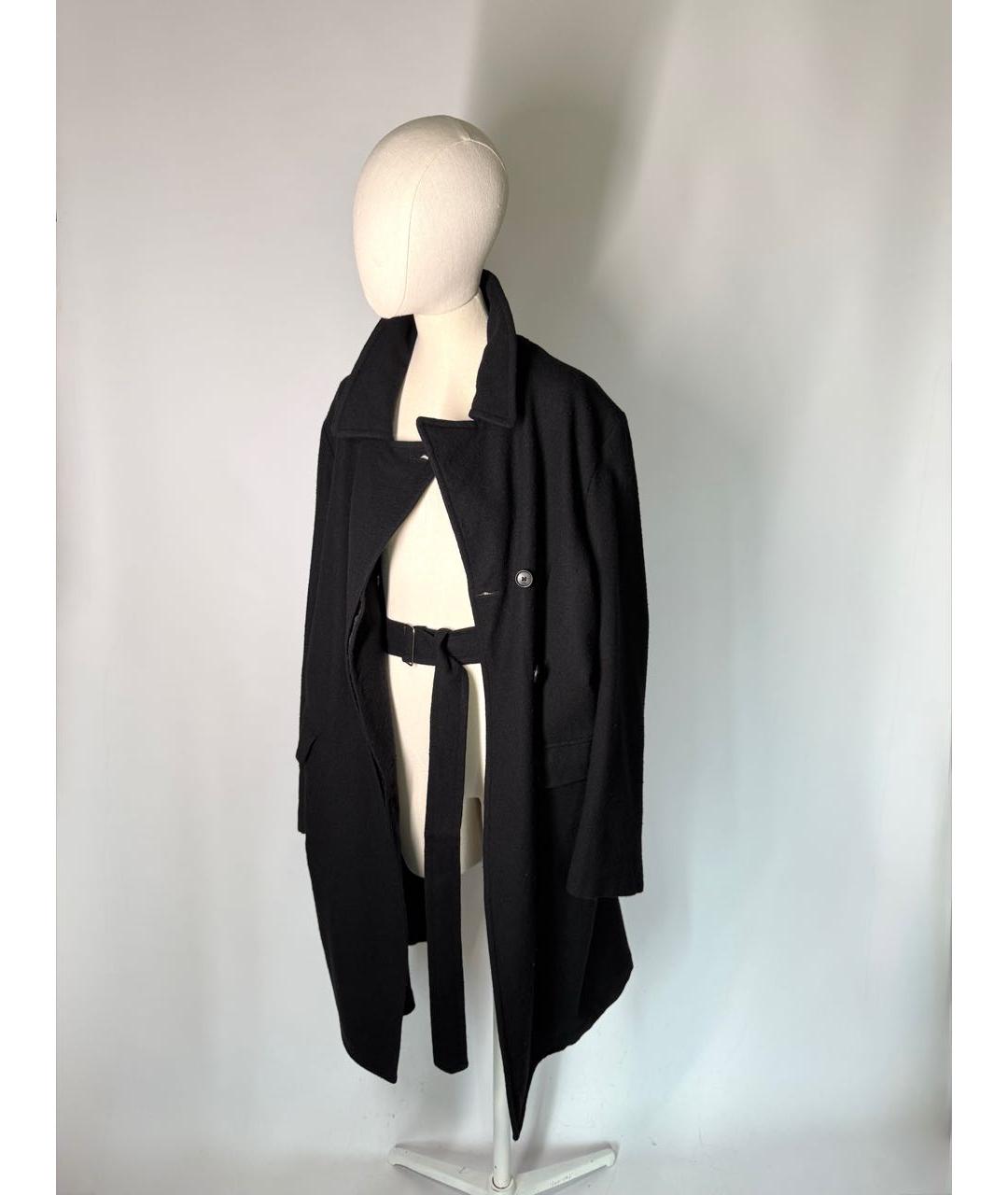 ANN DEMEULEMEESTER Черное шерстяное пальто, фото 2