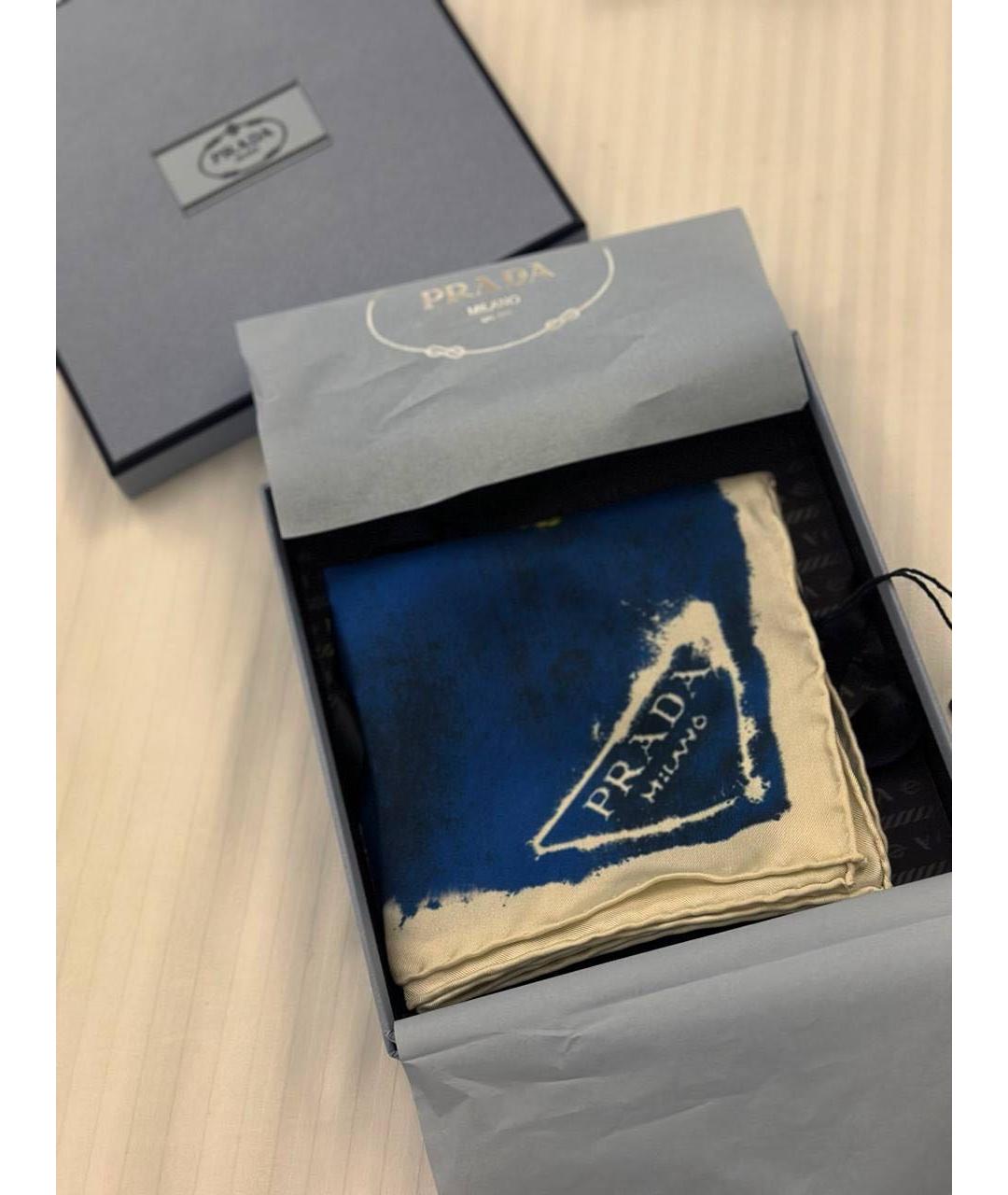 PRADA Синий шелковый платок, фото 2