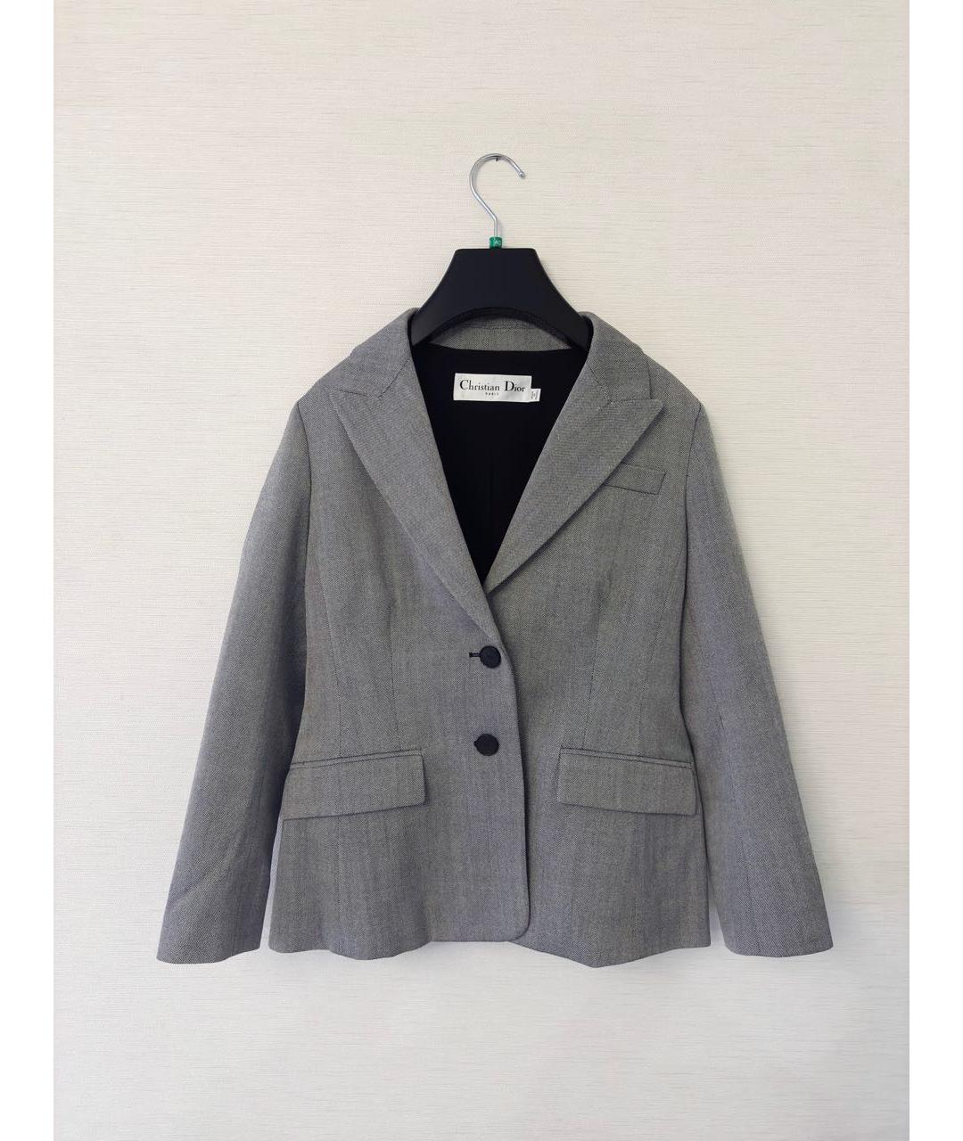 CHRISTIAN DIOR Серый шерстяной жакет/пиджак, фото 6