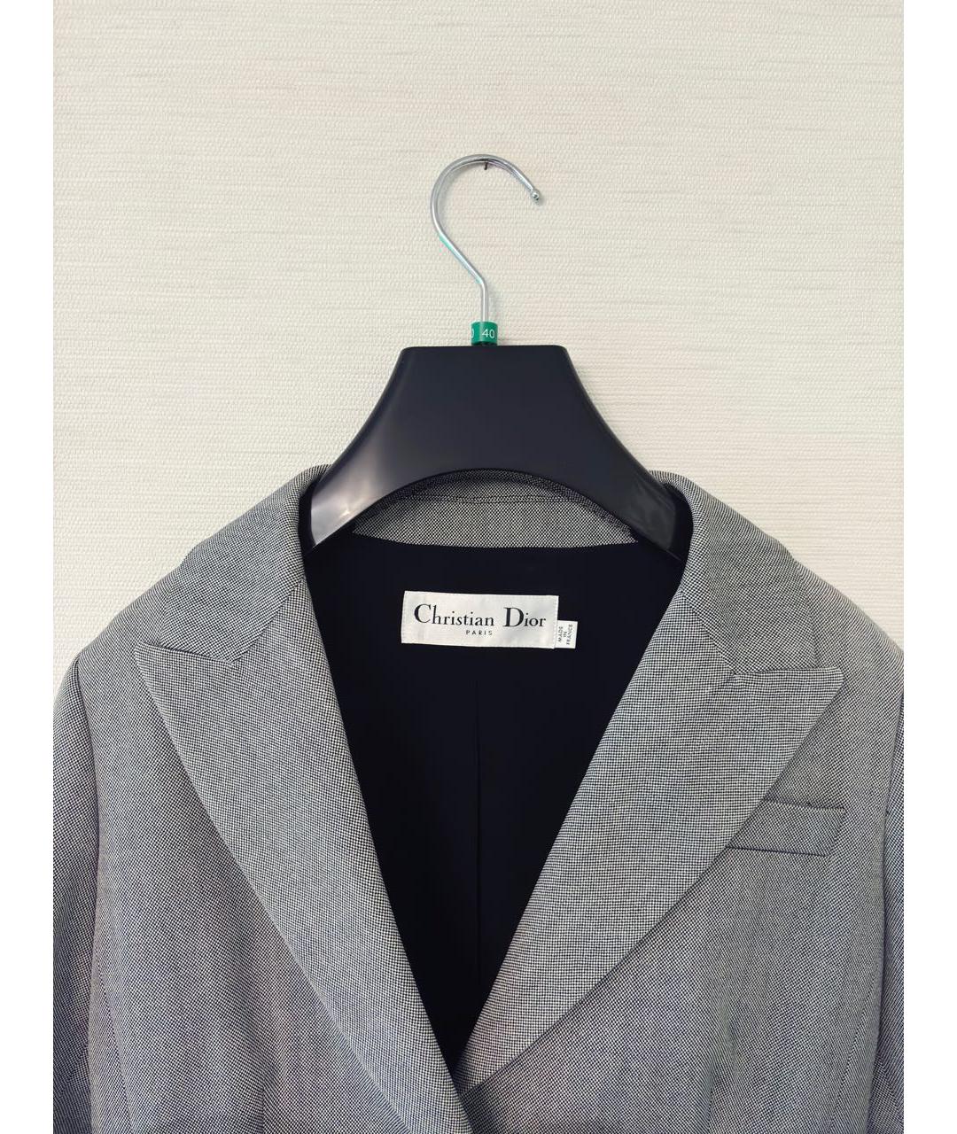 CHRISTIAN DIOR Серый шерстяной жакет/пиджак, фото 3
