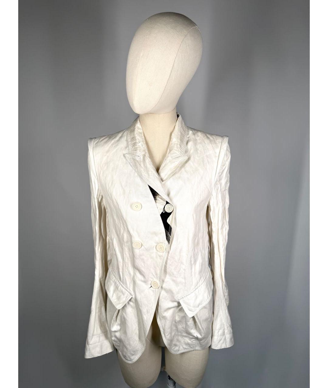 ANN DEMEULEMEESTER Белый хлопковый жакет/пиджак, фото 9
