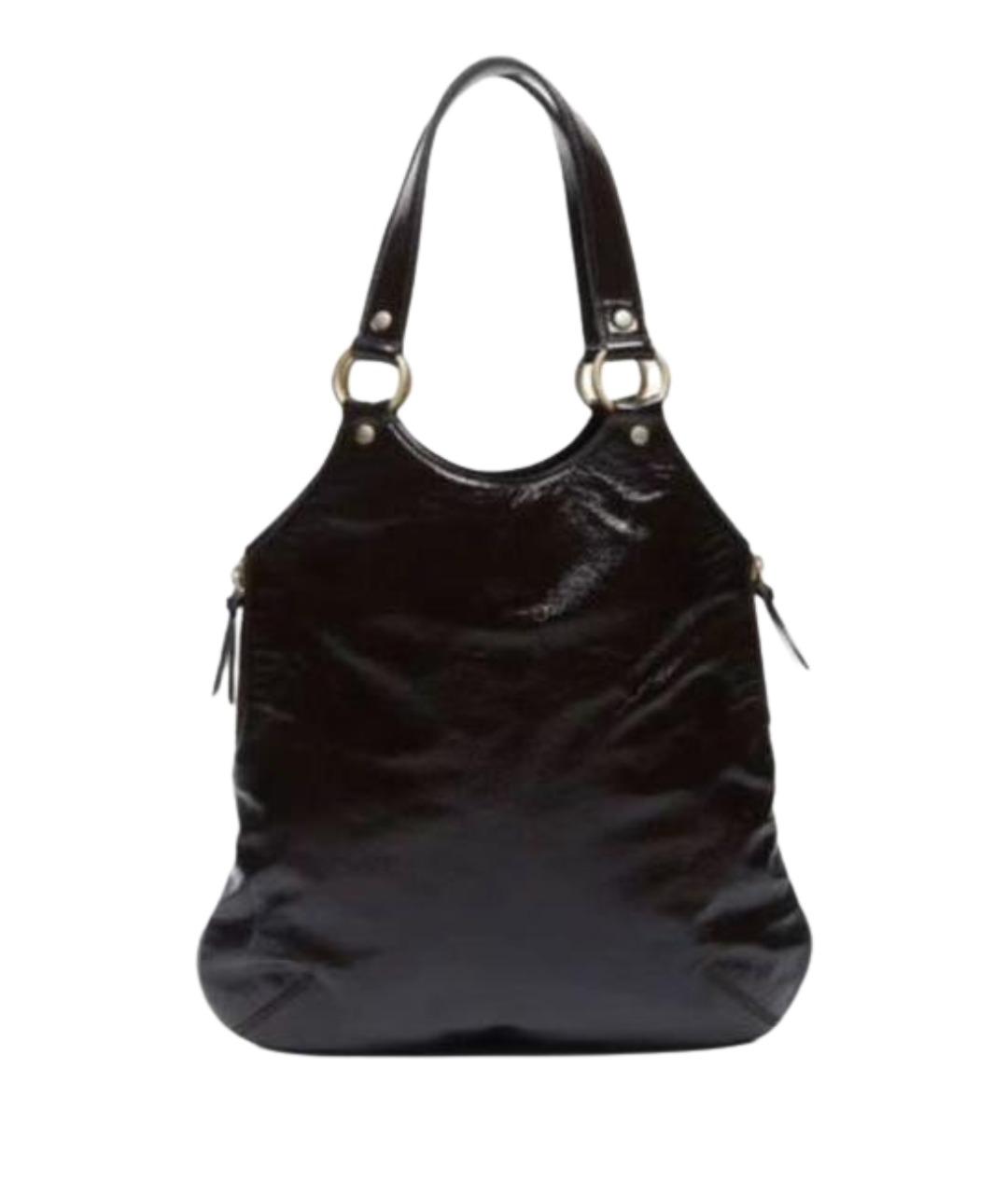 SAINT LAURENT Черная сумка тоут из лакированной кожи, фото 1