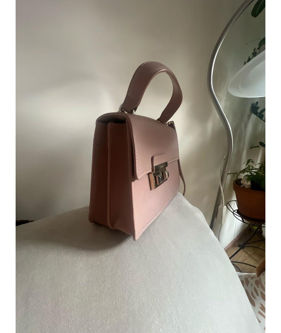 FURLA Розовая кожаная сумка с короткими ручками, фото 2