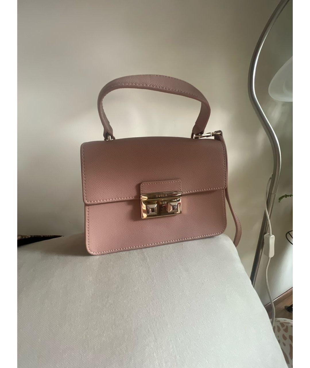 FURLA Розовая кожаная сумка с короткими ручками, фото 6