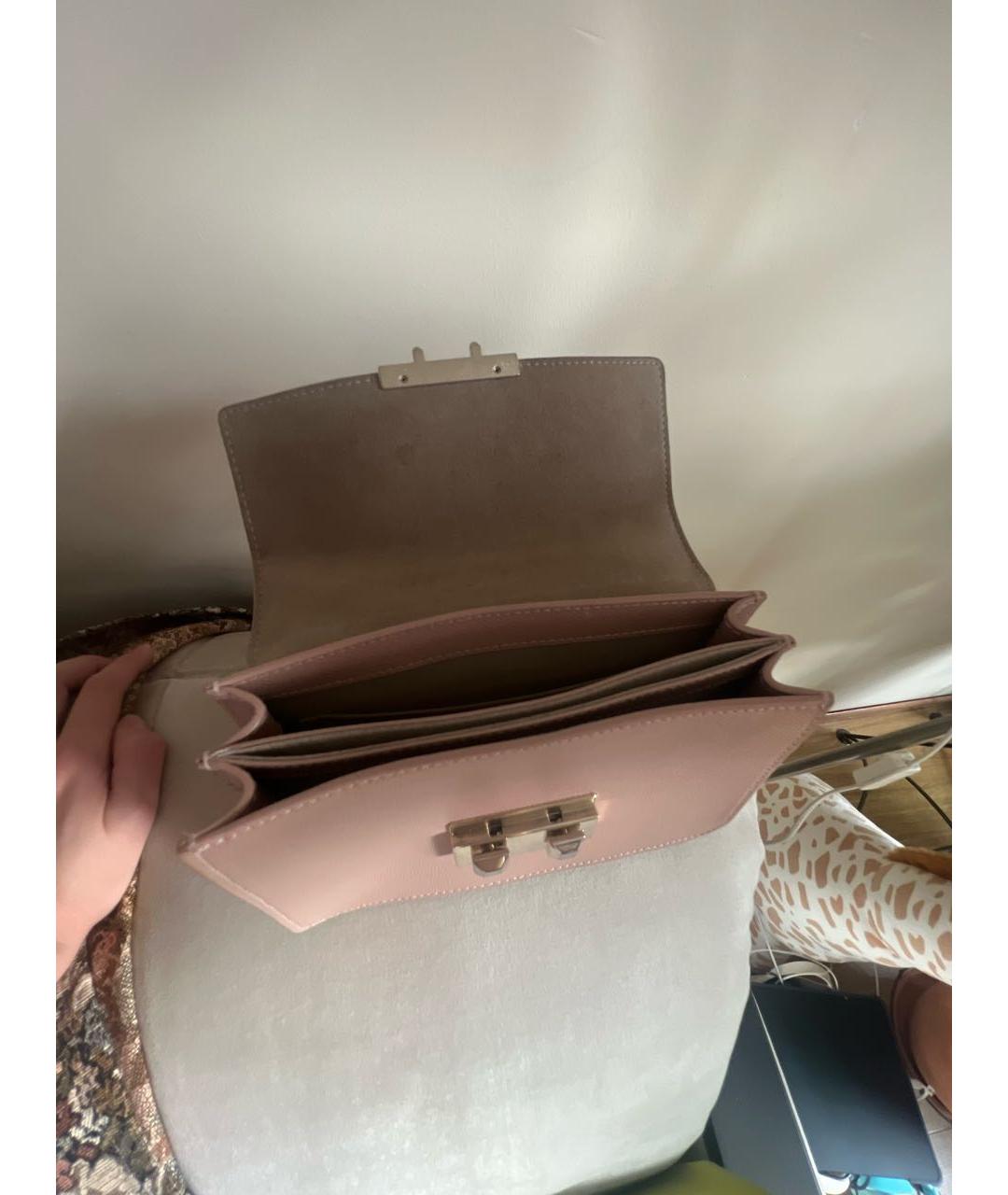 FURLA Розовая кожаная сумка с короткими ручками, фото 4