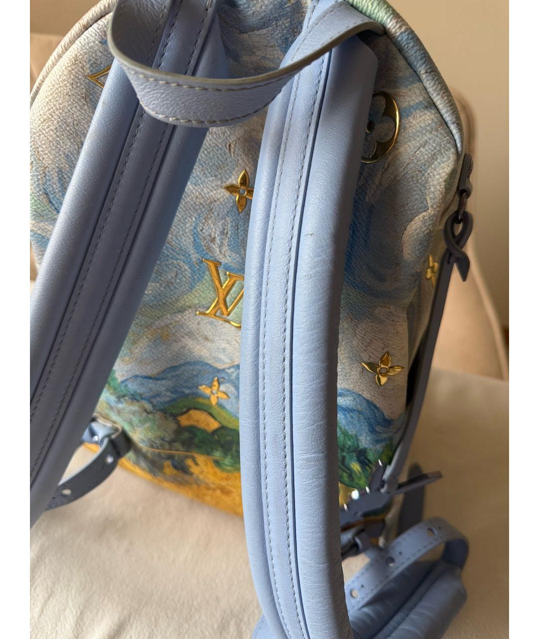 LOUIS VUITTON Голубой кожаный рюкзак, фото 6