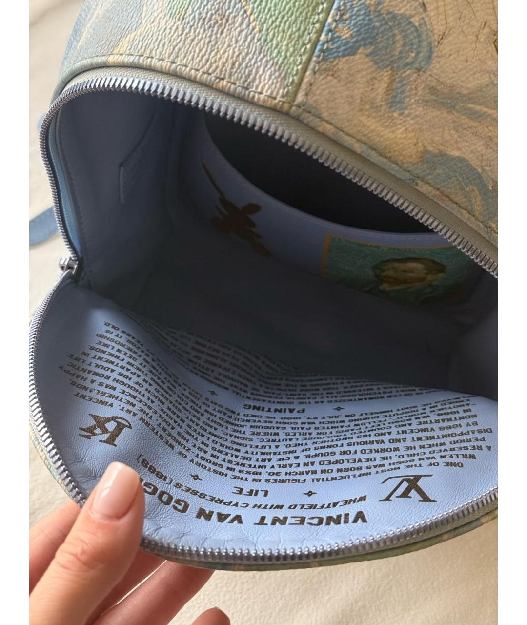 LOUIS VUITTON Голубой кожаный рюкзак, фото 4