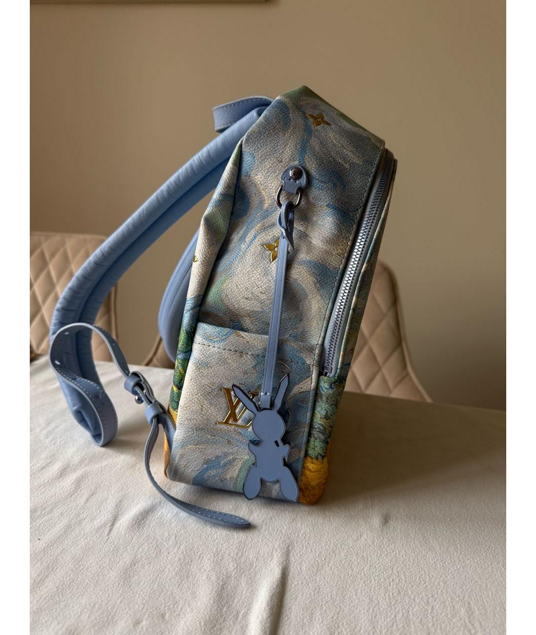 LOUIS VUITTON Голубой кожаный рюкзак, фото 5