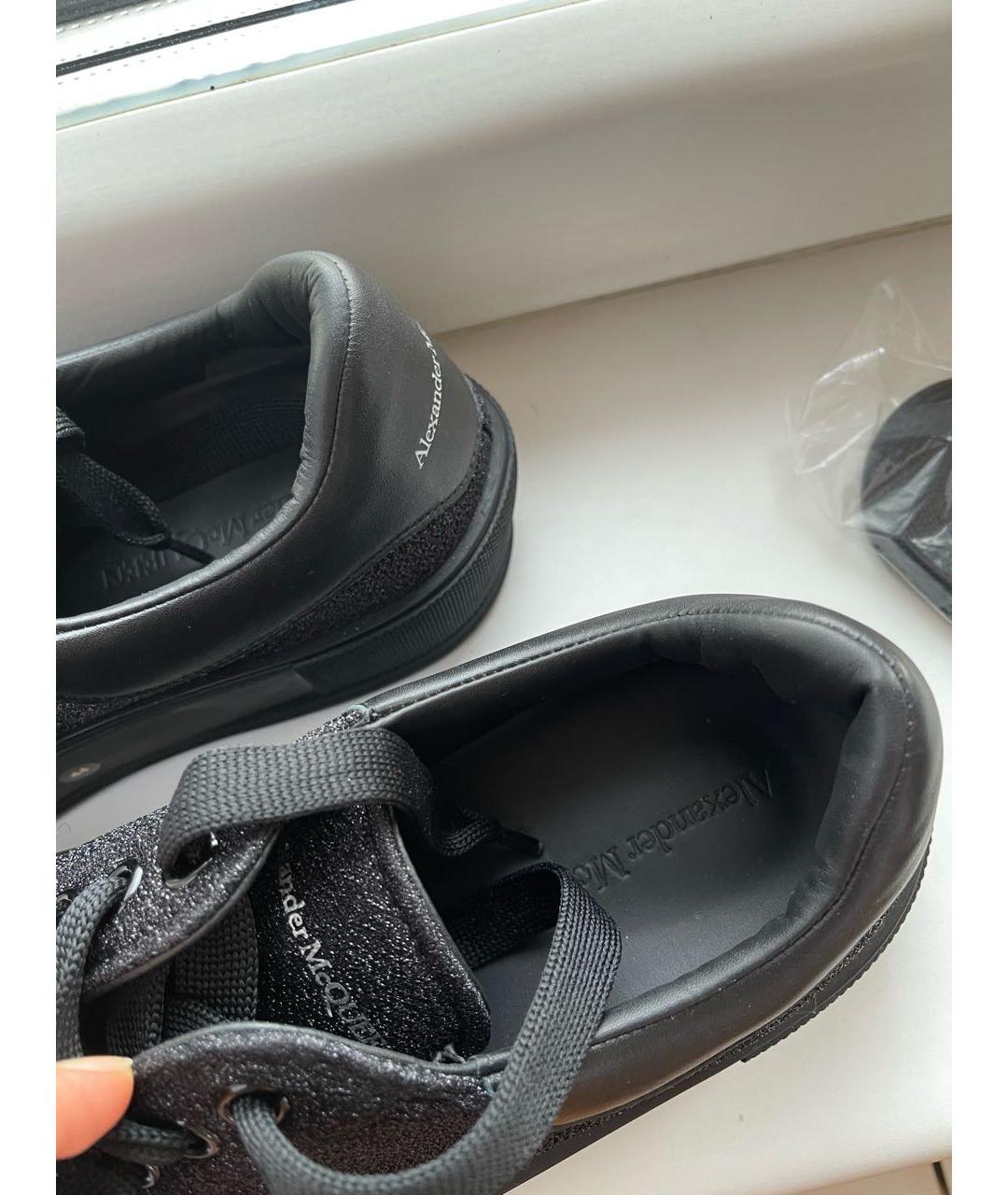 ALEXANDER MCQUEEN Черные текстильные низкие кроссовки / кеды, фото 8
