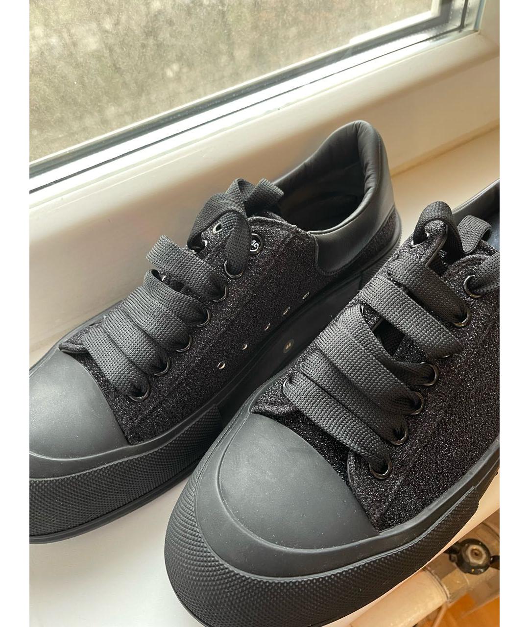 ALEXANDER MCQUEEN Черные текстильные низкие кроссовки / кеды, фото 5