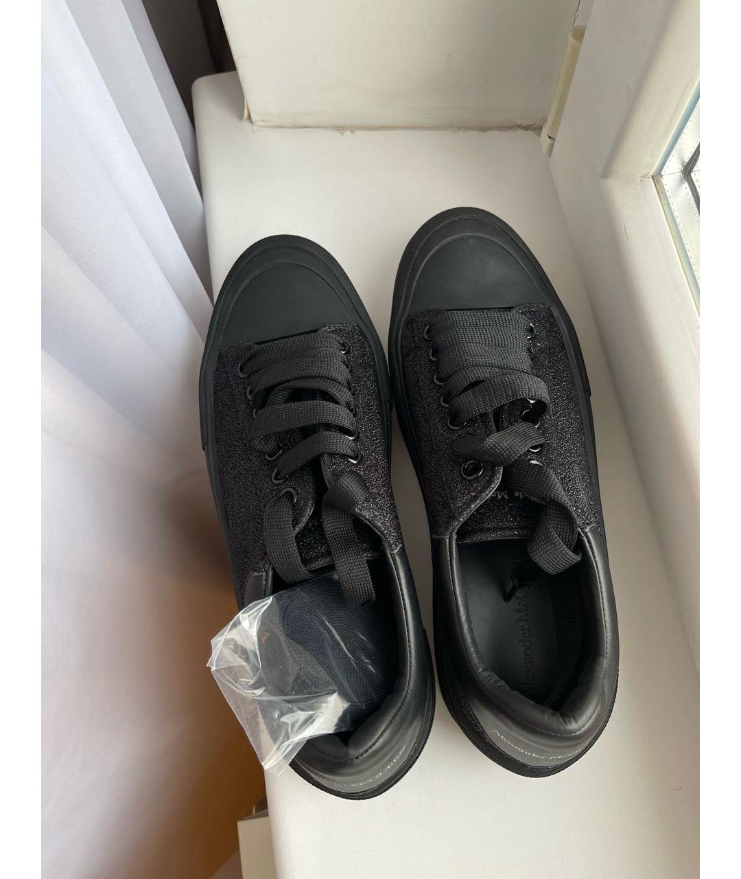 ALEXANDER MCQUEEN Черные текстильные низкие кроссовки / кеды, фото 3