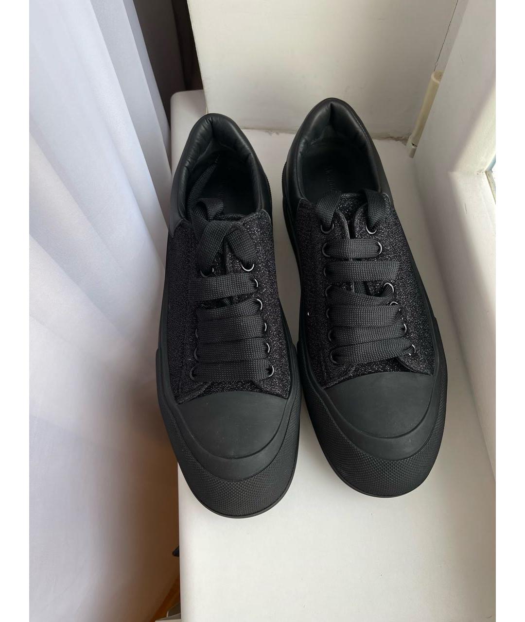 ALEXANDER MCQUEEN Черные текстильные низкие кроссовки / кеды, фото 2