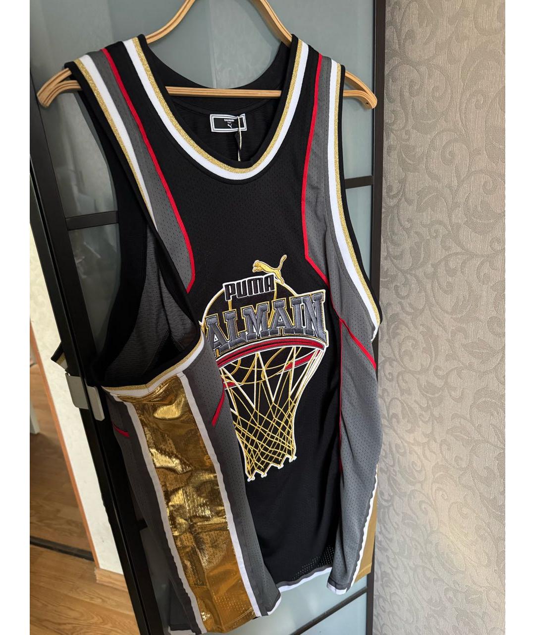 BALMAIN Черная синтетическая майка, фото 4