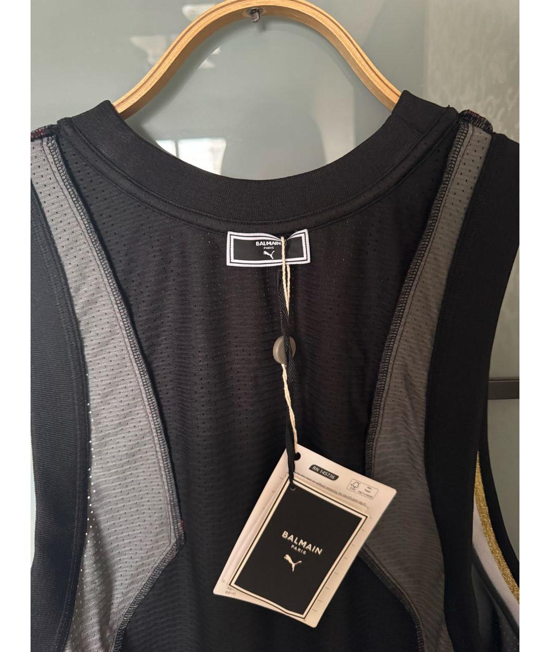 BALMAIN Черная синтетическая майка, фото 3