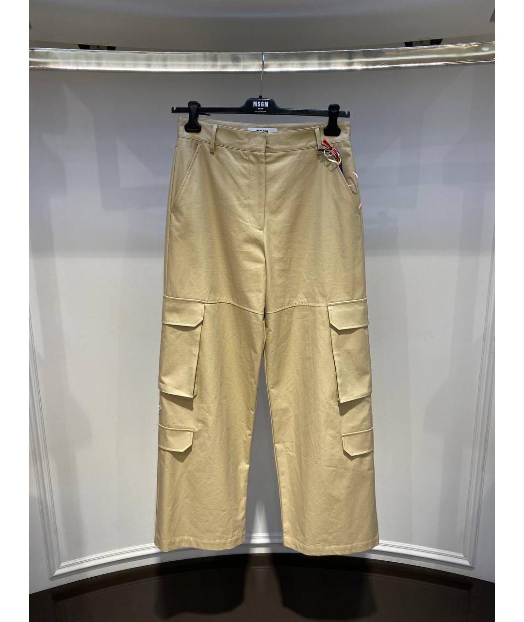 MSGM Бежевые хлопковые прямые брюки, фото 3