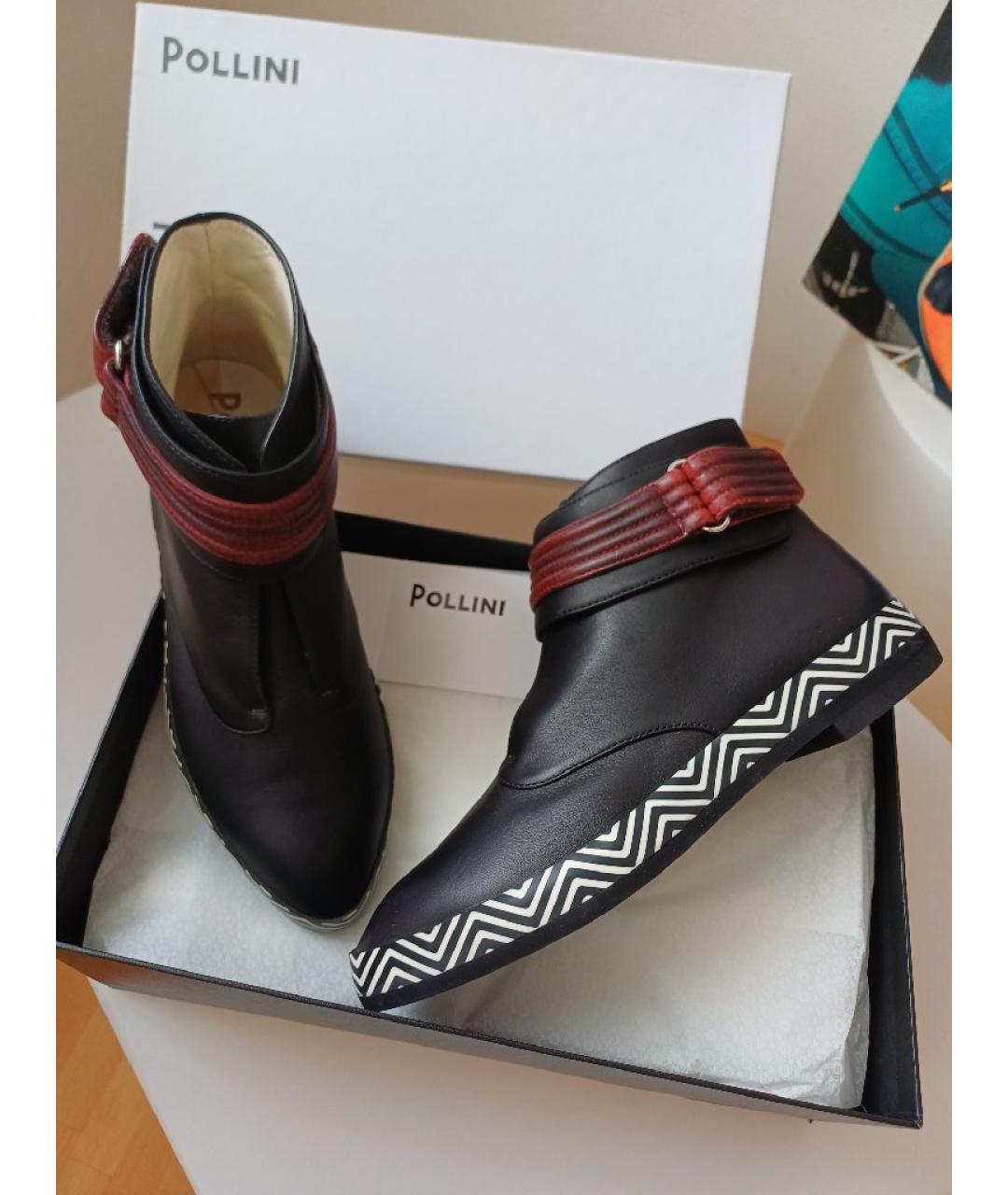 POLLINI Черные кожаные ботинки, фото 3