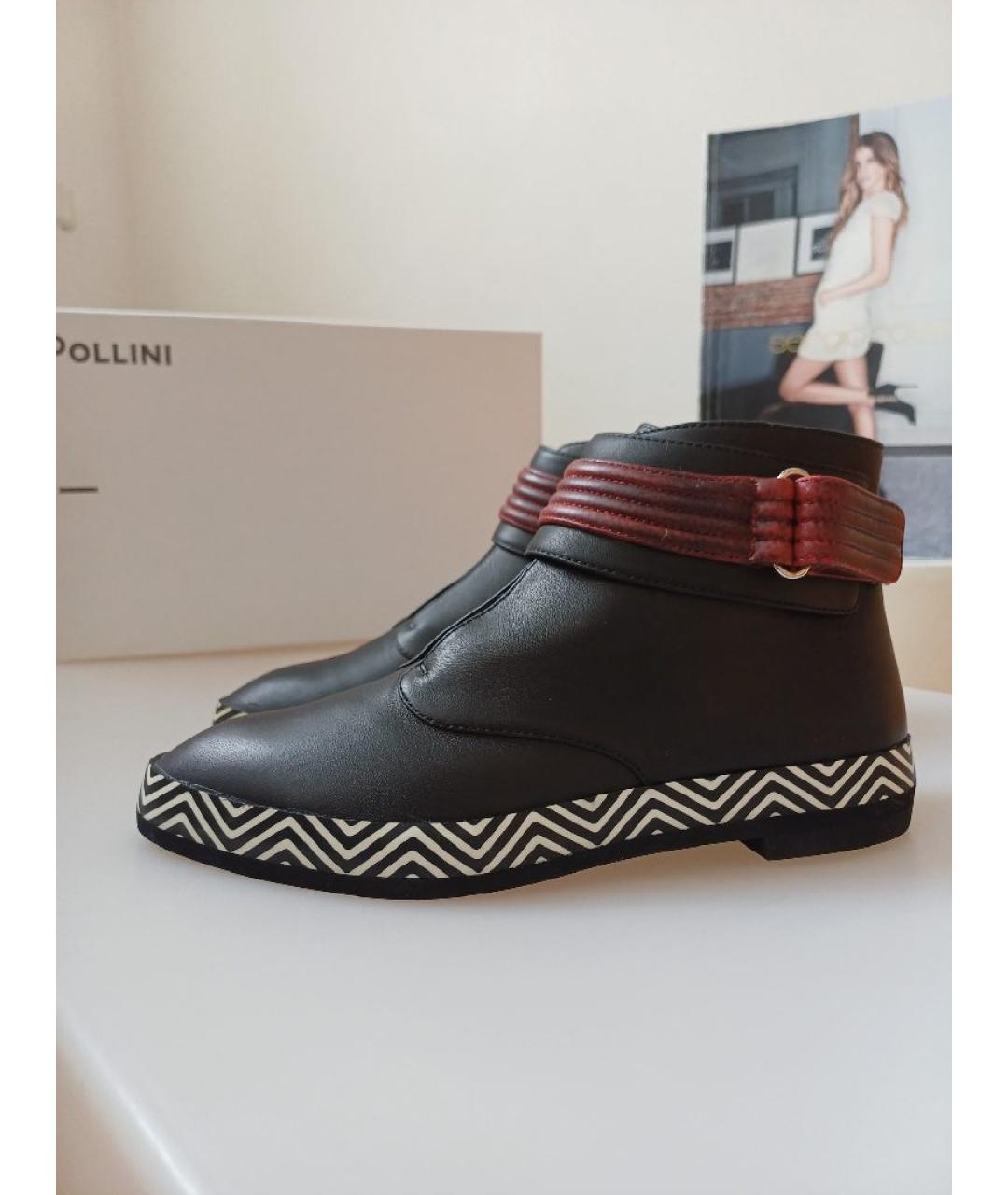 POLLINI Черные кожаные ботинки, фото 2