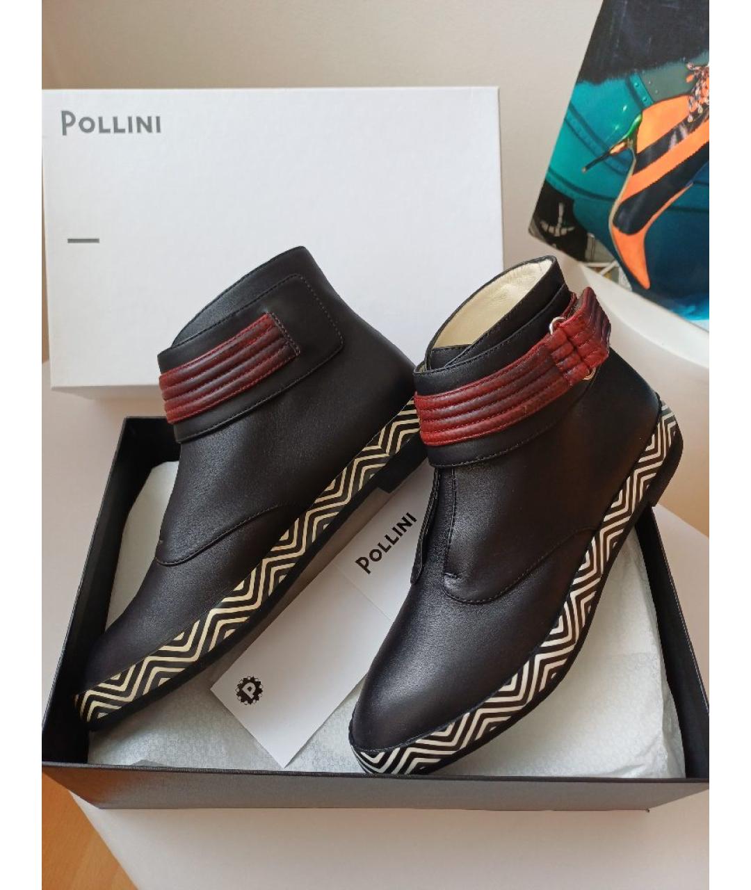 POLLINI Черные кожаные ботинки, фото 5