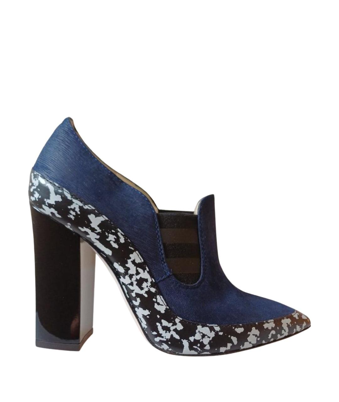 POLLINI Темно-синие замшевые ботильоны, фото 1