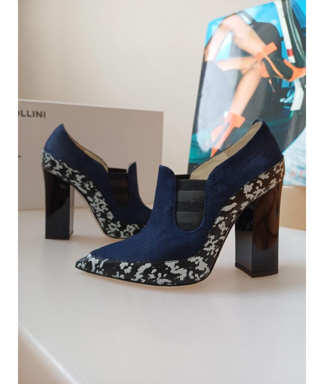 POLLINI Темно-синие замшевые ботильоны, фото 6