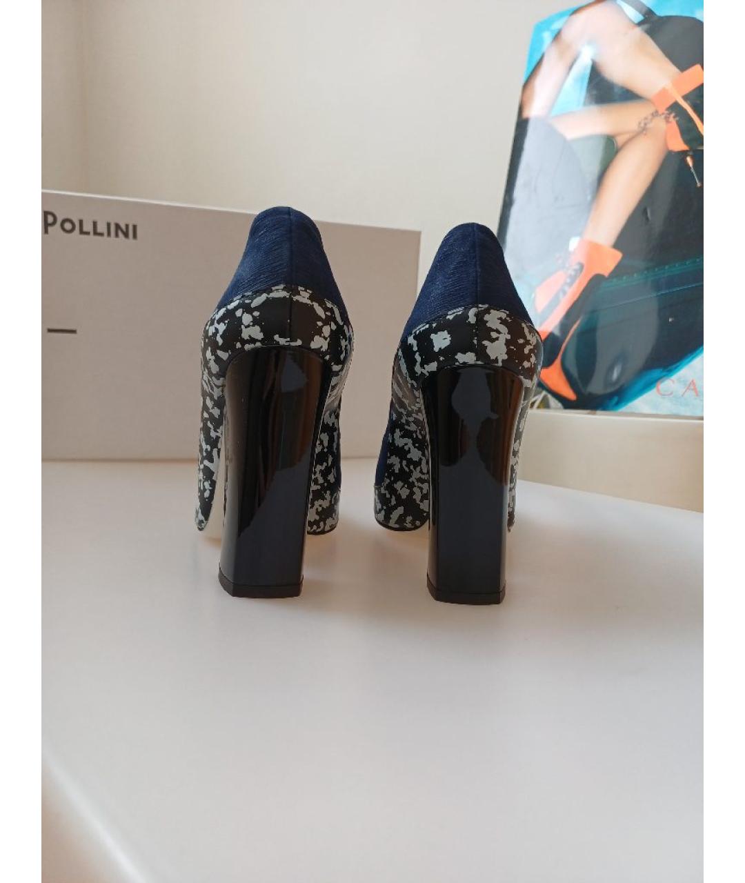 POLLINI Темно-синие замшевые ботильоны, фото 8