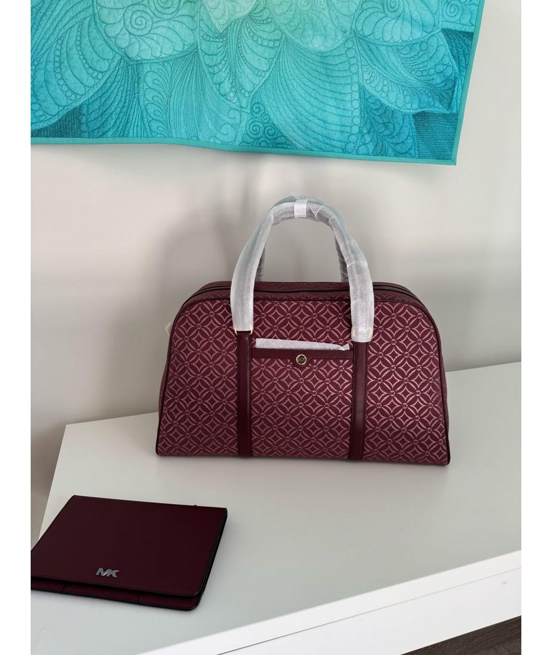 MICHAEL KORS Бордовая жаккардовая дорожная/спортивная сумка, фото 8