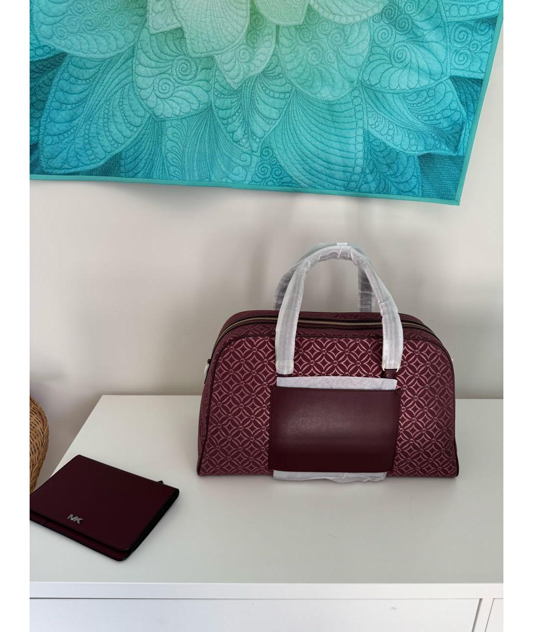 MICHAEL KORS Бордовая жаккардовая дорожная/спортивная сумка, фото 5