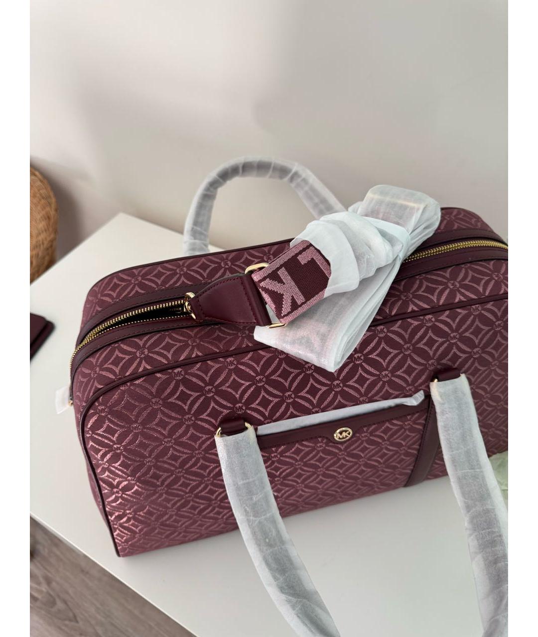 MICHAEL KORS Бордовая жаккардовая дорожная/спортивная сумка, фото 3