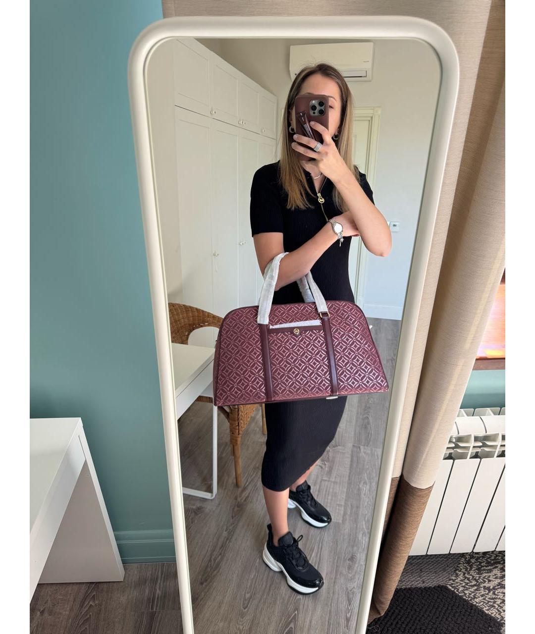 MICHAEL KORS Бордовая жаккардовая дорожная/спортивная сумка, фото 7