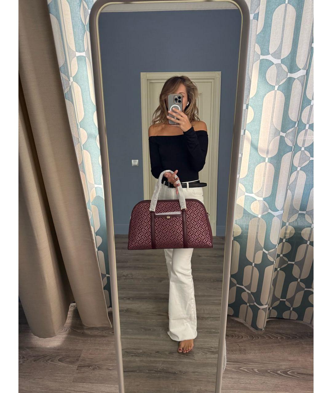 MICHAEL KORS Бордовая жаккардовая дорожная/спортивная сумка, фото 6