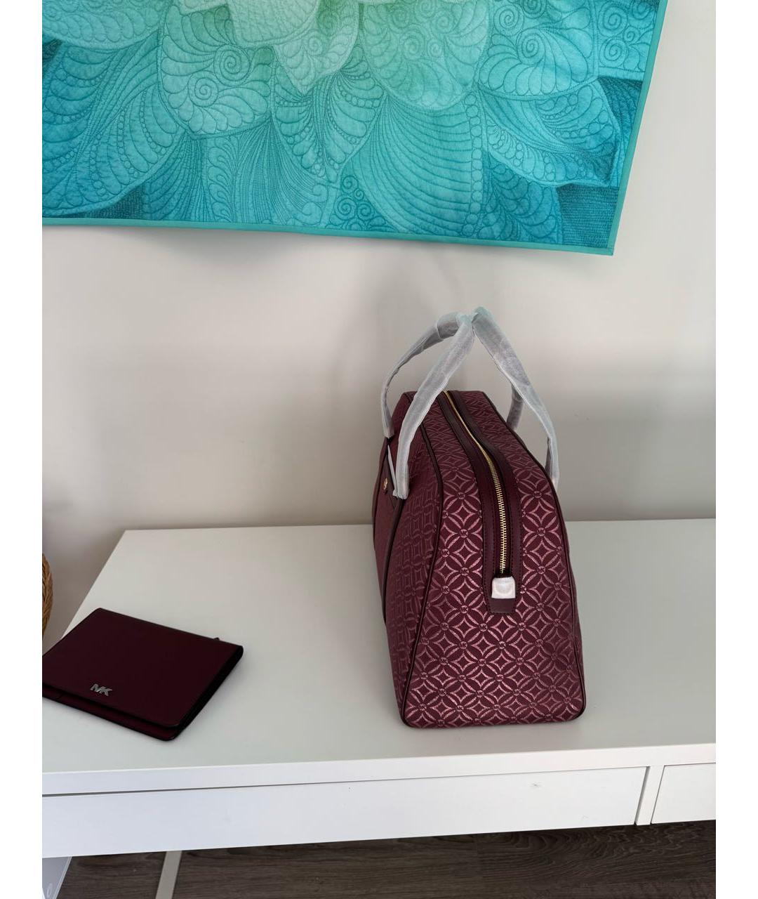 MICHAEL KORS Бордовая жаккардовая дорожная/спортивная сумка, фото 2