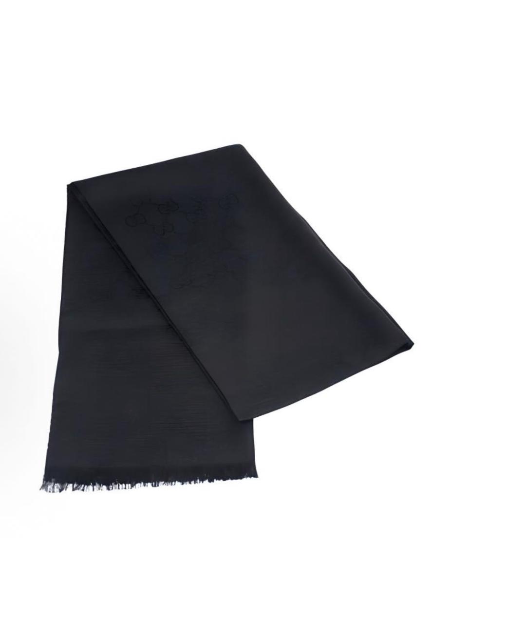 GUCCI Черный шерстяной шарф, фото 2