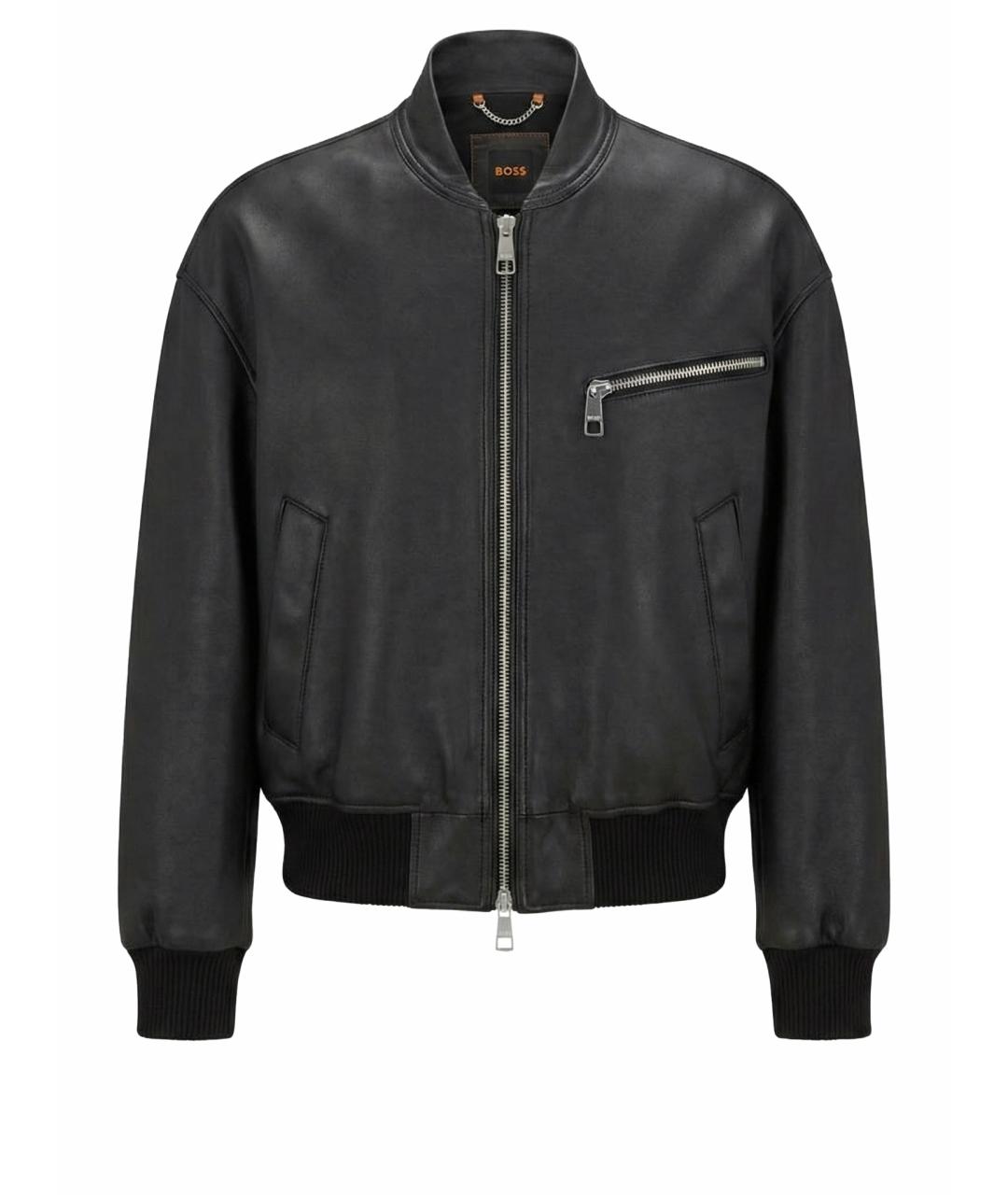 HUGO BOSS Черная кожаная куртка, фото 1