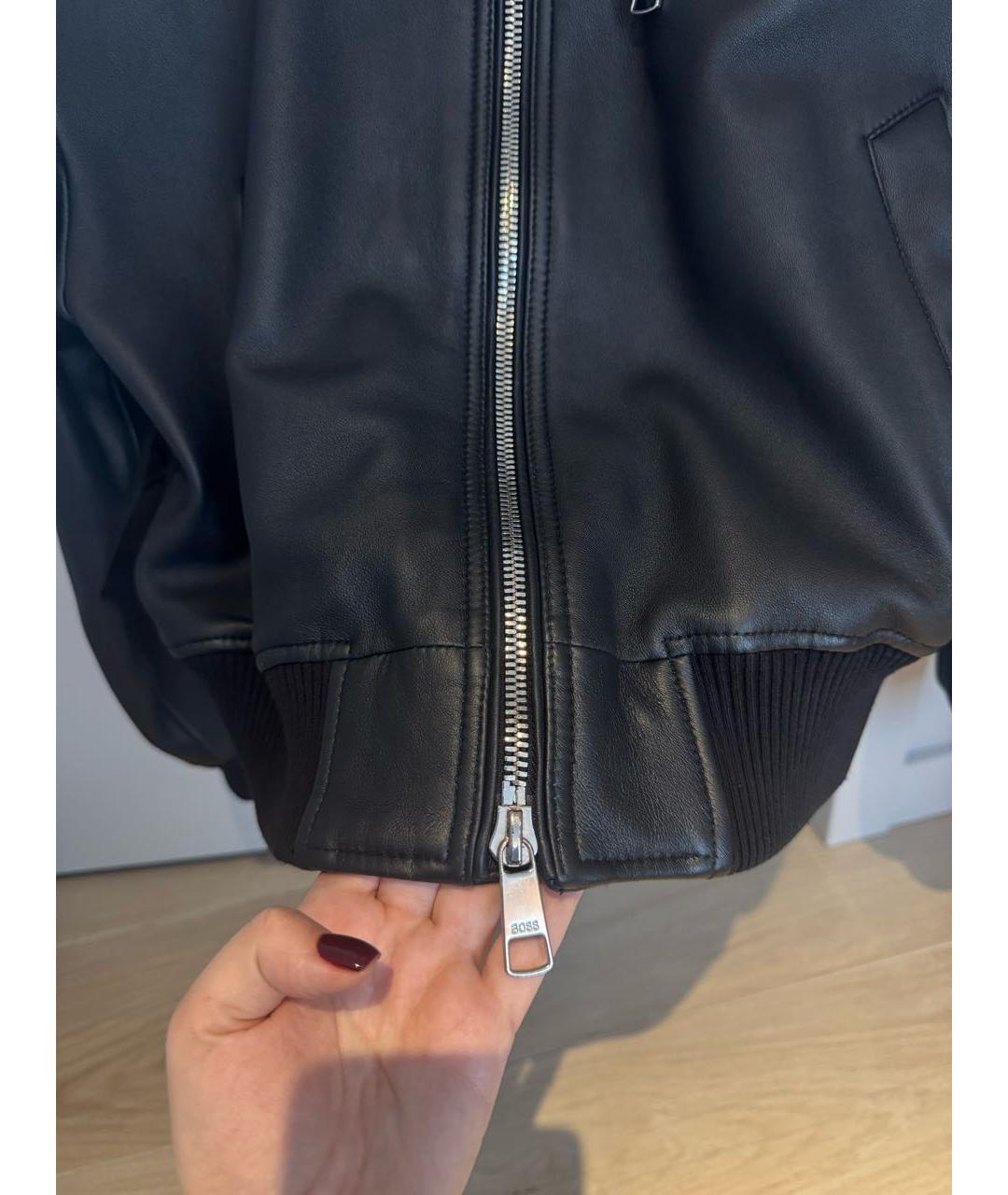 HUGO BOSS Черная кожаная куртка, фото 4
