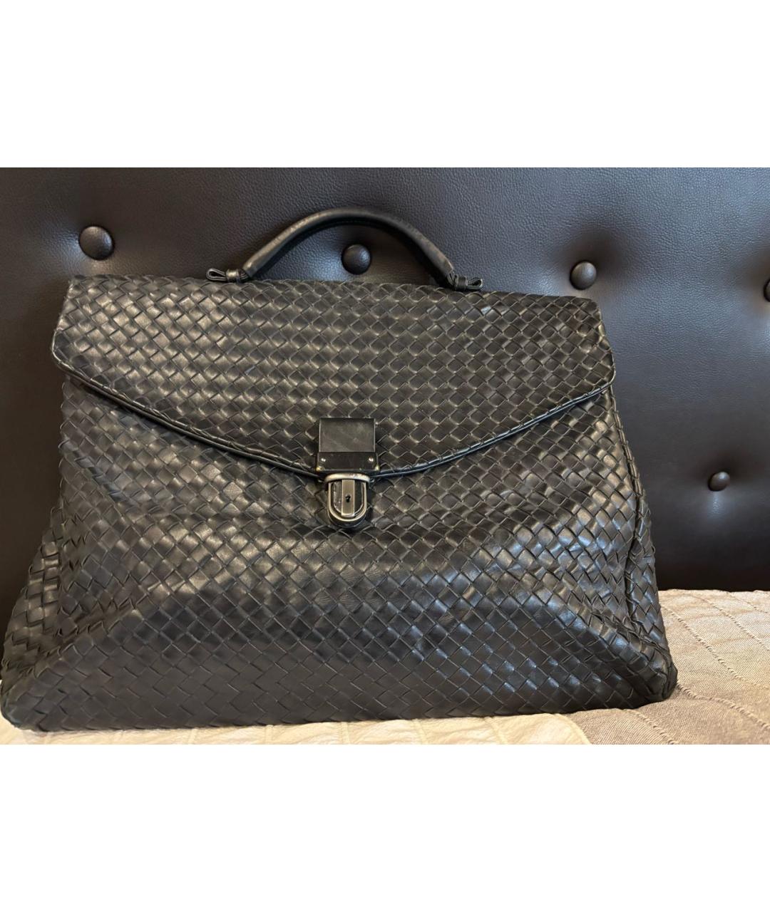 BOTTEGA VENETA Черный кожаный портфель, фото 5