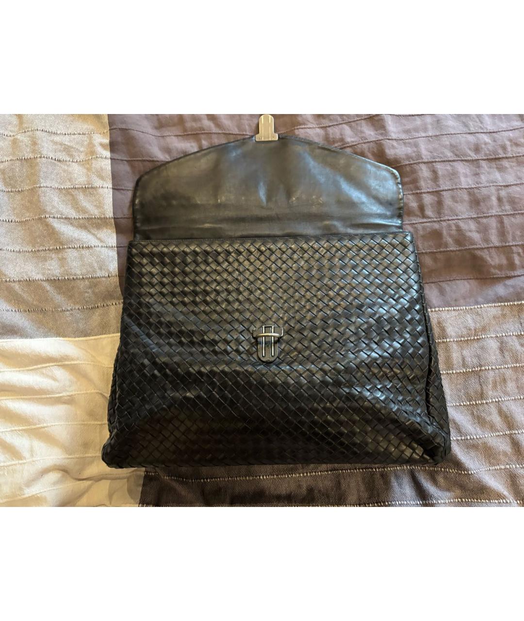 BOTTEGA VENETA Черный кожаный портфель, фото 3