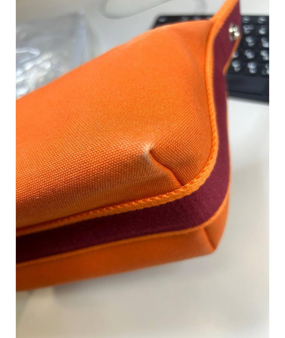 HERMES Оранжевая хлопковая косметичка, фото 4