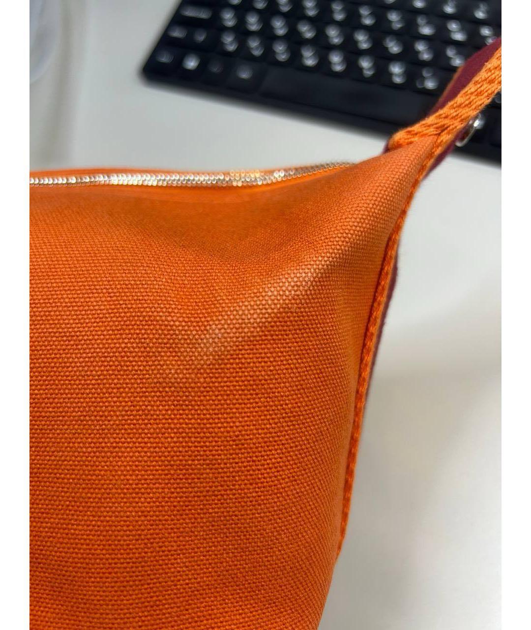 HERMES Оранжевая хлопковая косметичка, фото 3